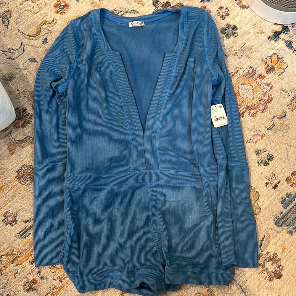 Free People Intimately All Weekend BLUE Romper